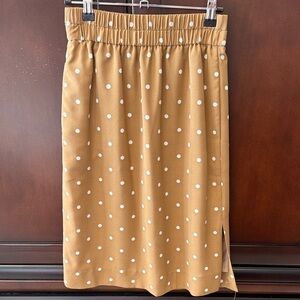 J. Crew Tan Pencil Skirt with White Polka Dots